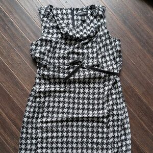 Lane Bryant Black White Houndstooth Midi Dress cowl neckline Sz 18/20